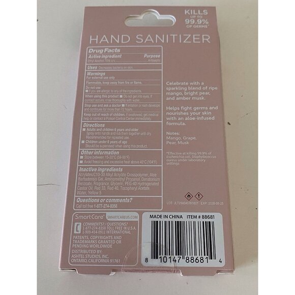 Smart Care Scented Hand Sanitizer Spray 1.35 Fl Oz Champagne Toast Hydrating NEW - Picture 5 of 10